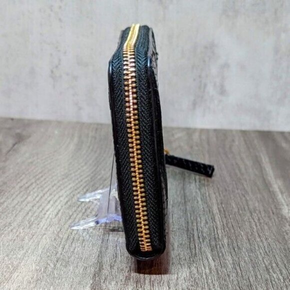 Tory Burch Gemini Link Black & Blue Snakeskin Python Full Zip Continental Wallet - Picture 3 of 8